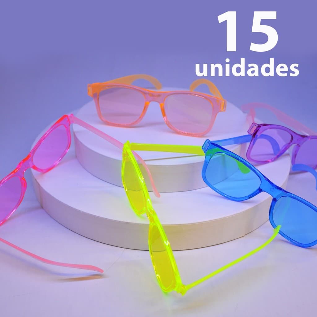Kit 15 Óculos Festa Cristal Colorido Carnaval Fantasia Brilho Balada Promo Atacado
