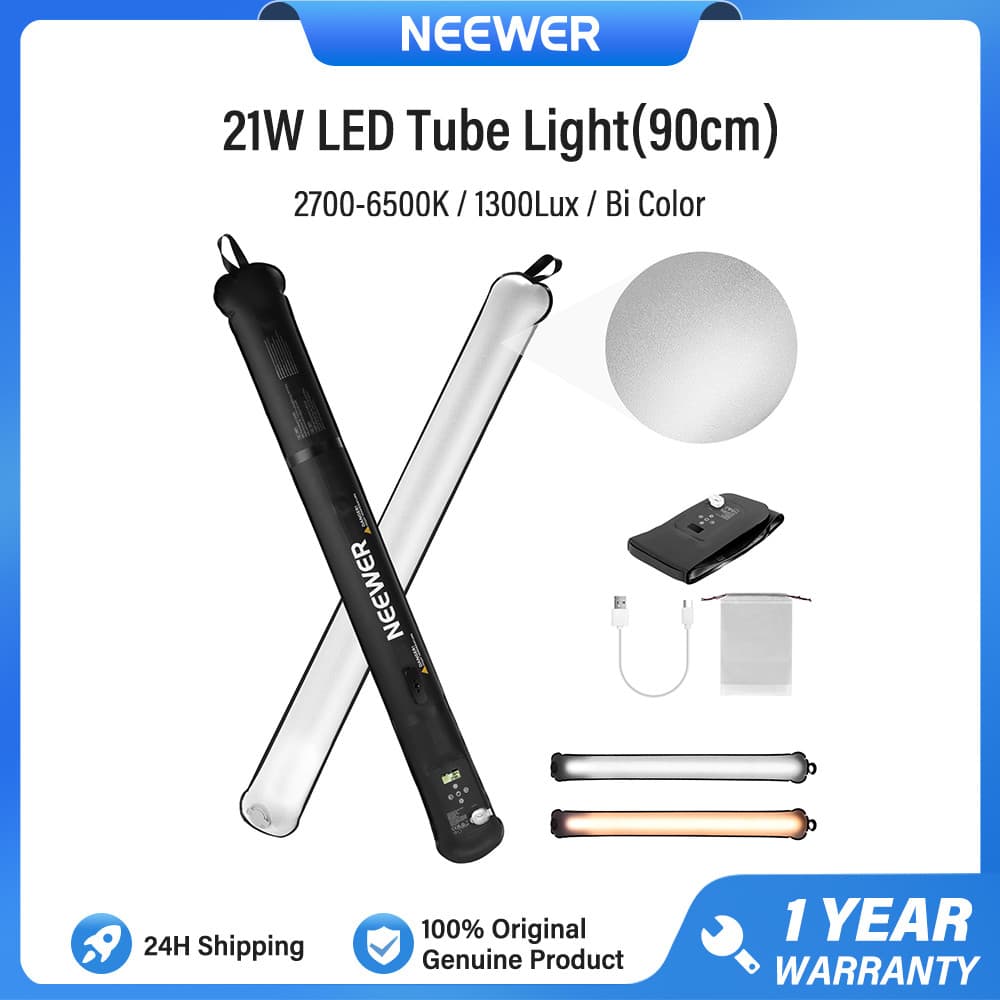 Luz De Preenchimento LED Portátil NEEWER 21W , Iluminação De Vídeo TPU Inflável Bicolor De 90 Cm , 2700-6500K , GC21B