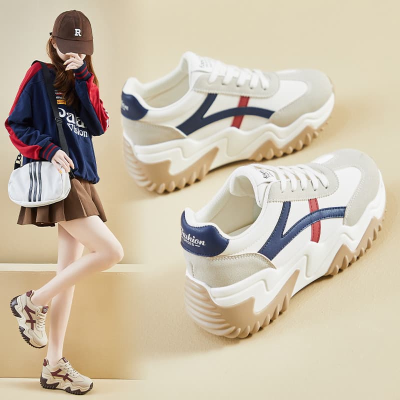 Ins versão coreana novo estilo papai sapatos femininos 2024 inverno estudante esportes correndo sapatos casuais de sola
