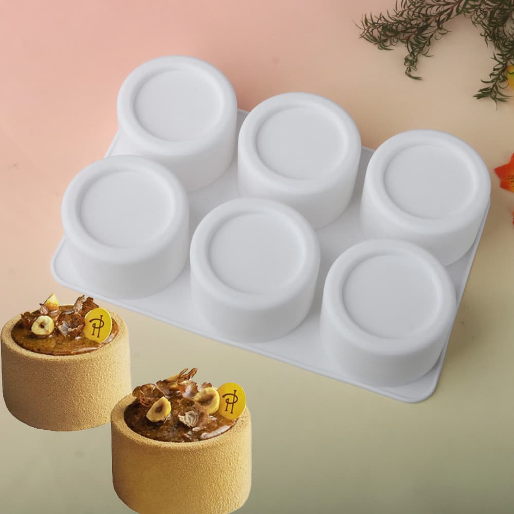 Copo Cilíndrico De Pudim Com 6 Células , Design De Mousse Francesa , Molde Para Bolo , Utensílios Cozinha , Sobremesa ,