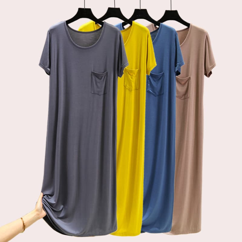 Modal pulôver pijama vestido feminino verão fino solto vestido de manga curta tamanho grande All-Match Casual casa a lin