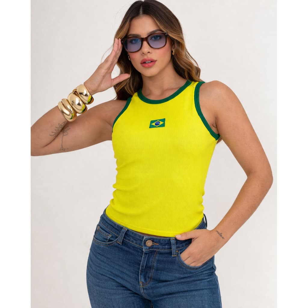 Regata do Brasil Feminina Ribana Copa Do Mundo Bandeira Bordada