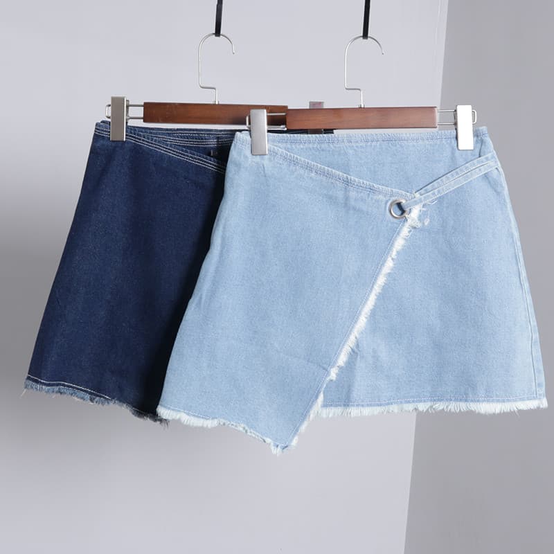 Saia jeans saia curta feminina verão novo estilo saia de cintura alta a linha quente menina Hip-embalado saia fenda ins