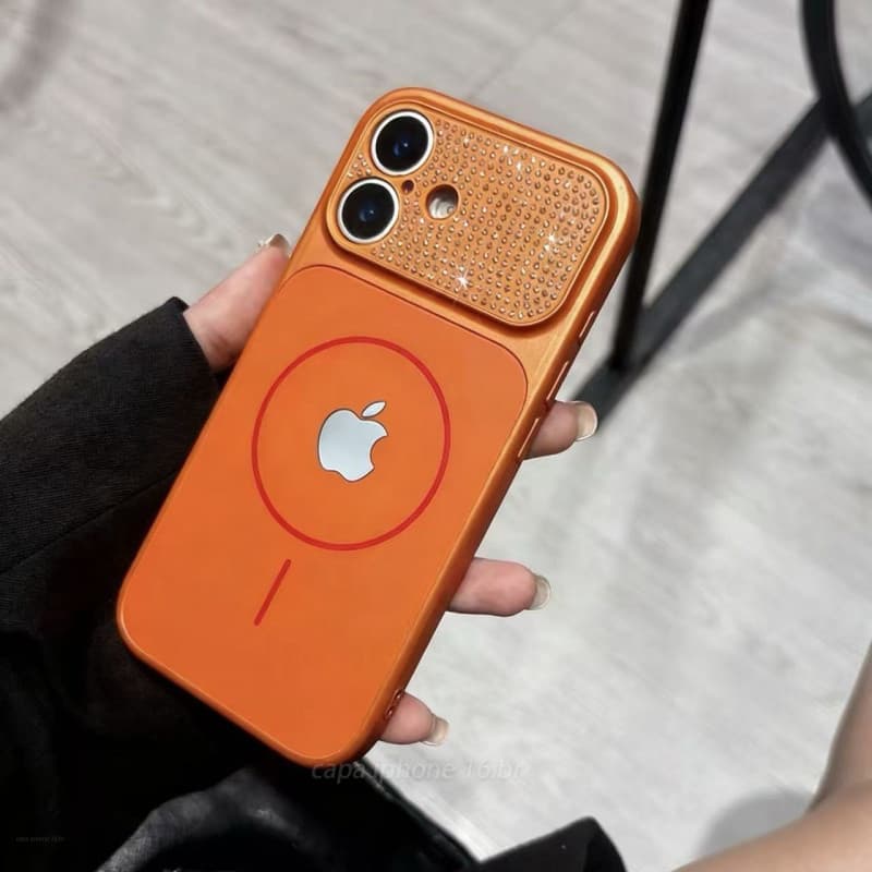 Capa De Proteção Magnética De Diamante Fosco 17ProMax De Alta Qualidade Para iPhone 16 , 15 , 14 , 13-À Prova De Choque
