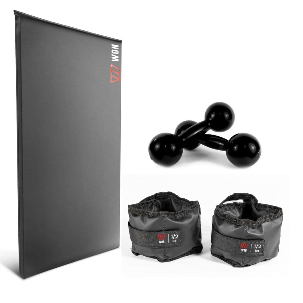Kit Treino Colchonete + Par Caneleira  0,5Kg + Par Halter 3Kg