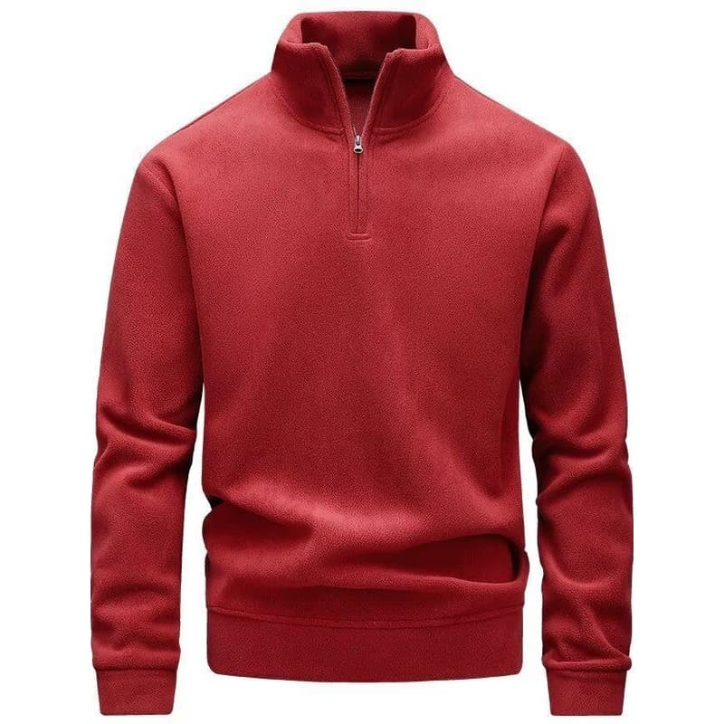 Simples cor sólida gola alta meio zíper moletom de manga comprida masculino outono inverno estilo comércio exterior T
