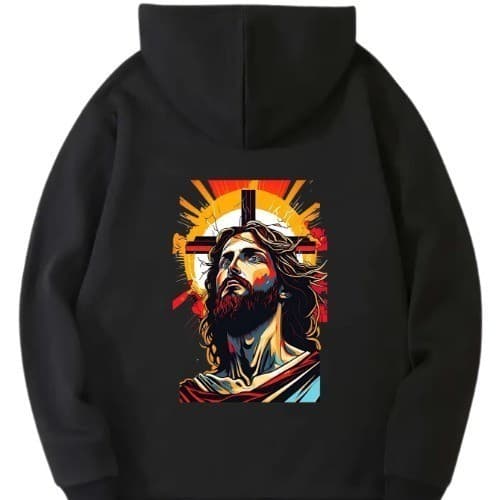Moletom Canguru Jesus Vidraça Aquarela Religioso Imagem Grandiosa