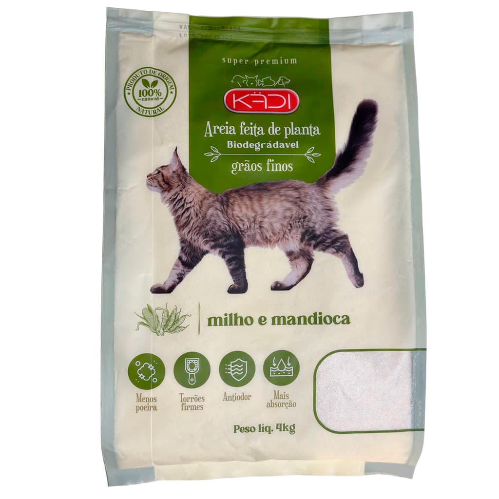 Areia para gato biodegradável natural milho e mandioca areia higiênica premium banheiro gatos