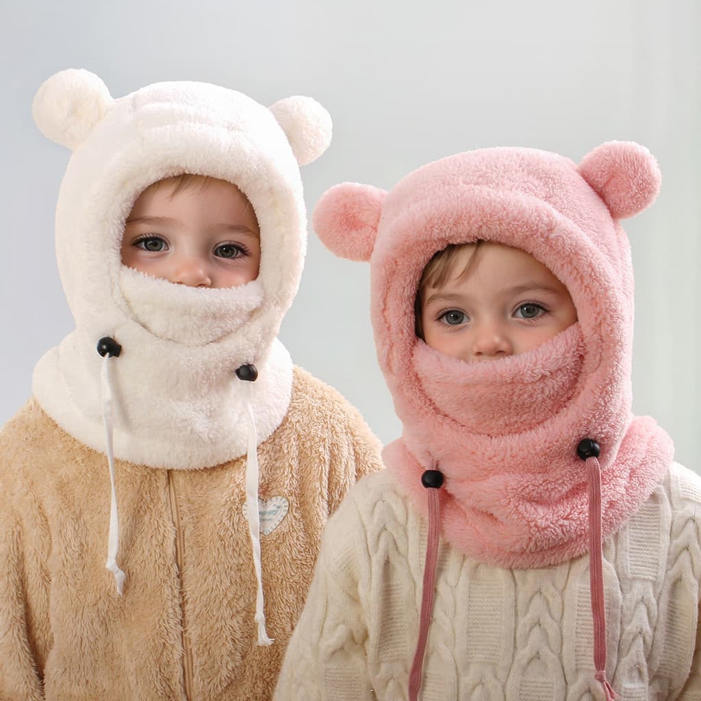 Capa Facial Capacete Para Crianças , À Prova De Frio , Quente , Balaclava , Chapéu De Esqui Térmico Cachecol De Pelúcia