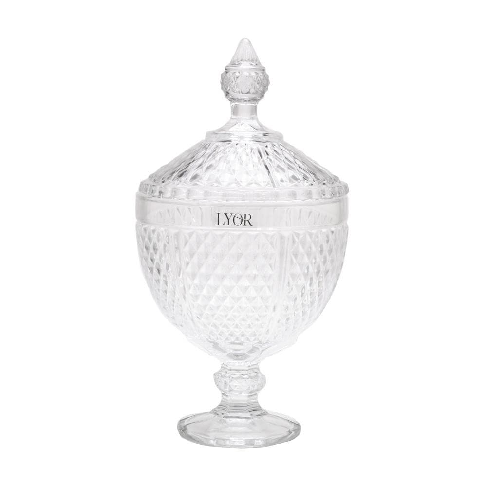 Potiche de Cristal com Pé Bico de Jaca Lyor Incolor 15x28cm - Bomboniere e Baleiro para Doces