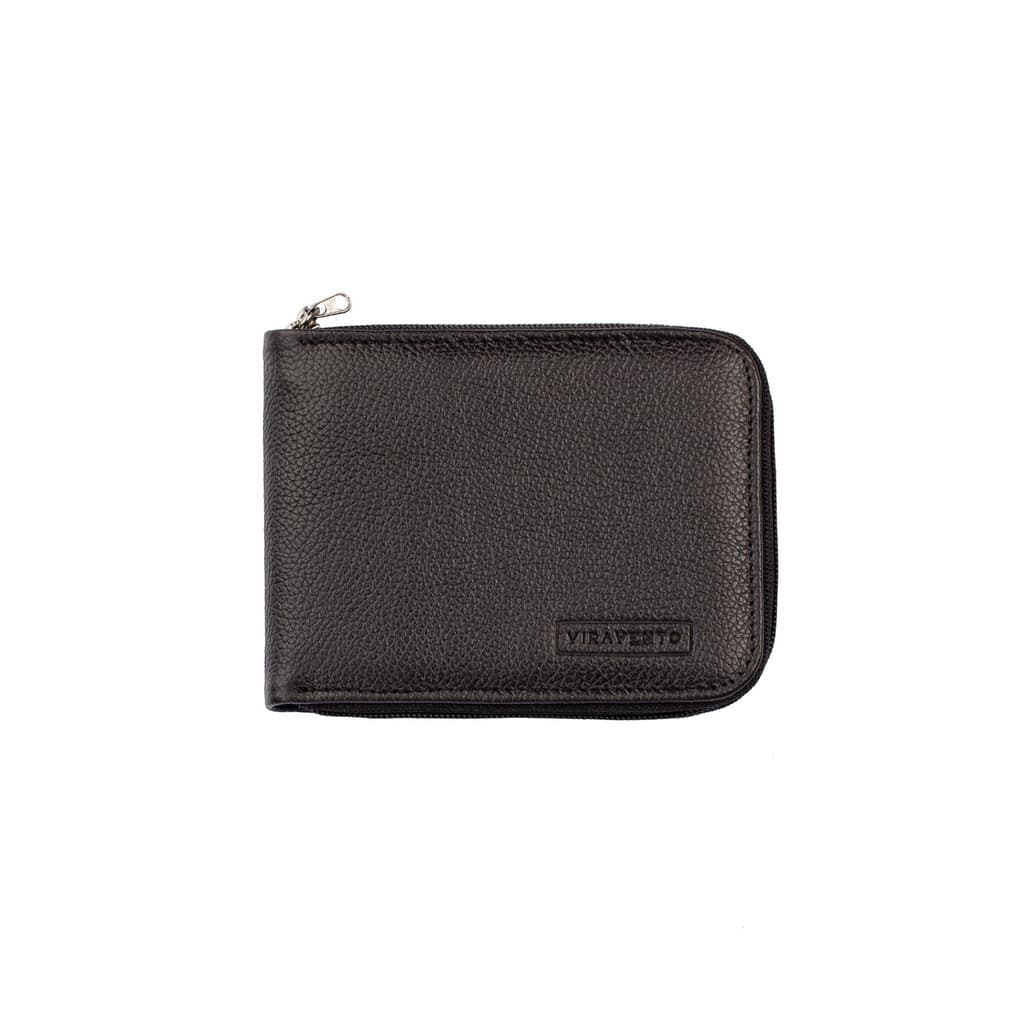 Carteira masculina de couro floater com zíper Ryan 9,5x12cm
