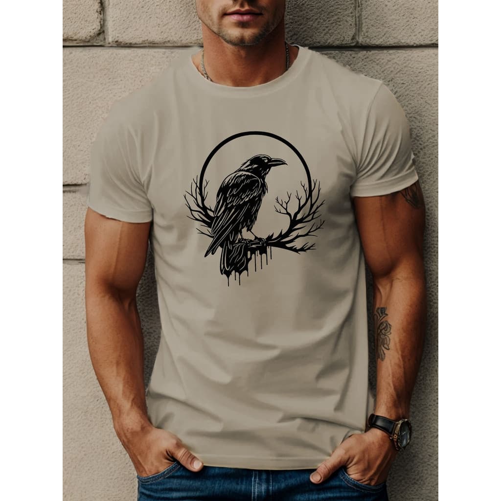 Camiseta Masculina Estampa Corvo Sabedoria 100% Algodao Moda