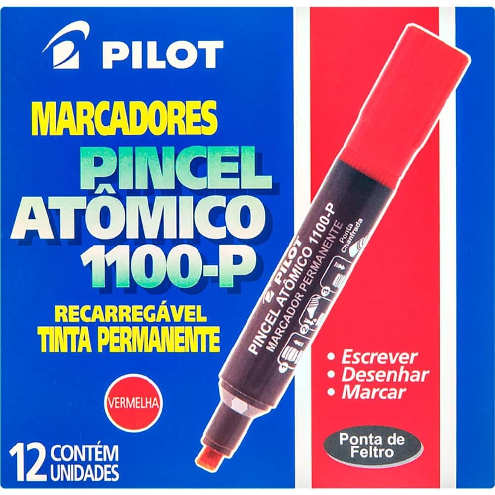 Pincel marcador atômico vermelho 1.100-p Pilot 12 UN