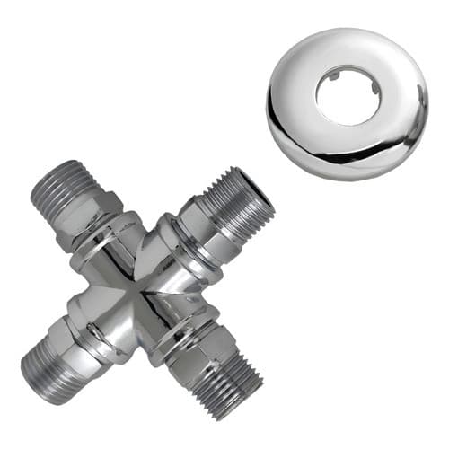 Adaptador Cruzeta  Para Filtro Torneira Monocomando Em Metal Cinza Brilhante