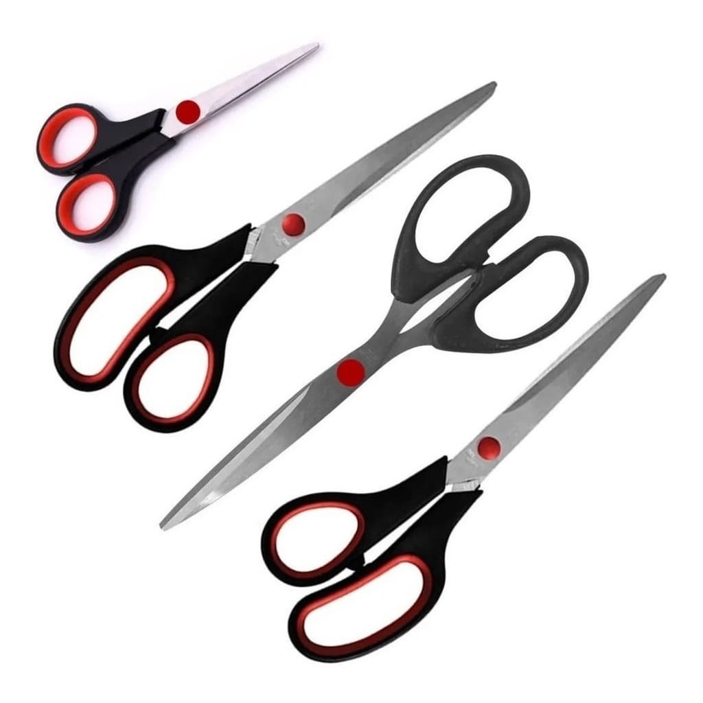 Kit 4 Tesouras Multiuso Cabelo Papel Plástico Tecido