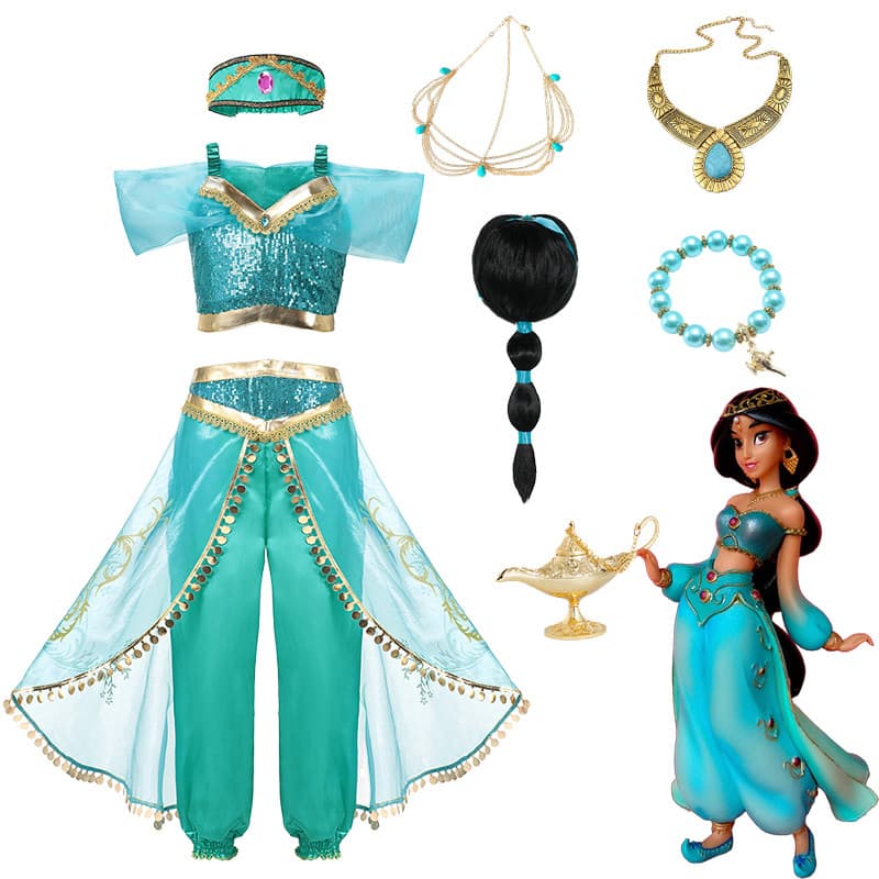 Fantasia Jasmim Princesa Traje Carnaval Festival Roupas Infantis