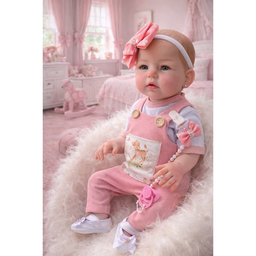 Boneca Bebê Reborn Abigail Realista Cabelo Pintado a Mão