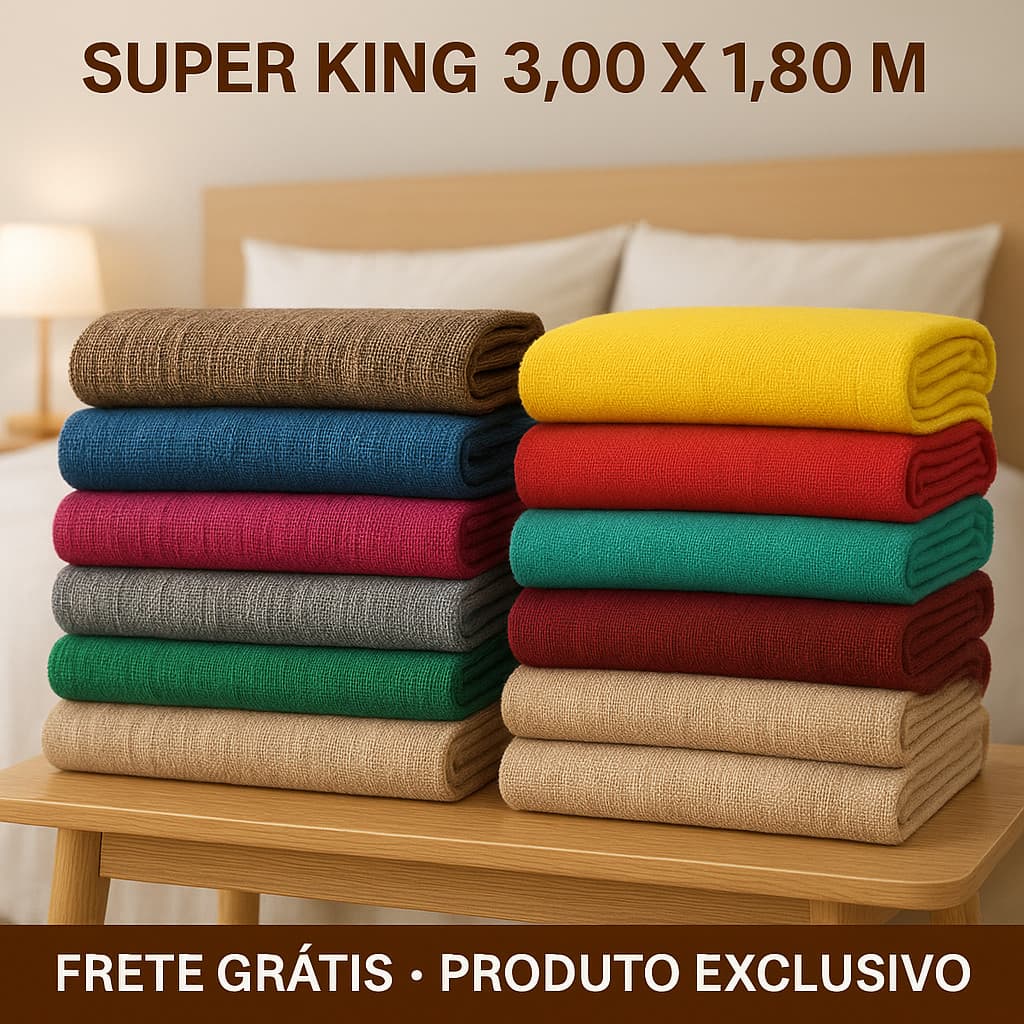Kit 2 Manta p/ Sofá 3,00 x 1,80 m Artesanal King Size 2 ou 3 Lugares Retrátil Algodão