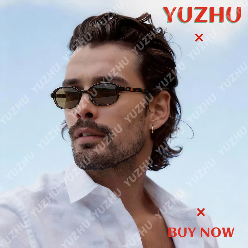 (YUZHU) Óculos De Sol Femininos Ovais De Armação Pequena , Design Minimalista Vintage , UV400 , Estilo Influenciador , C