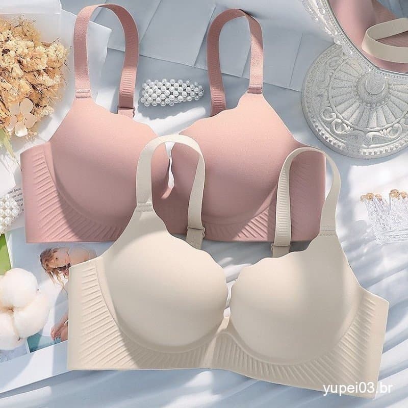 Sem costura engrossado seios pequenos reunidos roupa interior feminina Anti-flacidez seios estilo uma peça