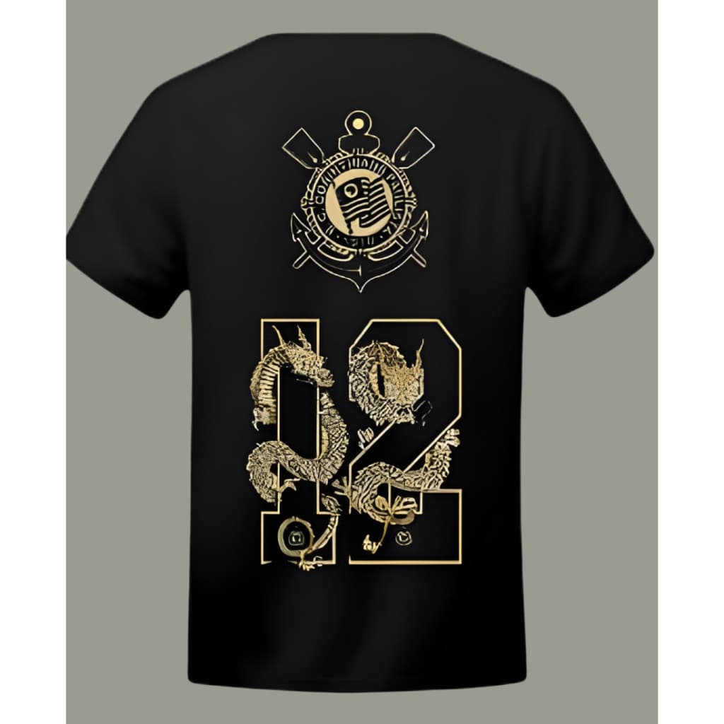 CAMISETA PREMIUM UNISSEX FIO 30.1 TIMES DRAGÃO DOURADO NUMERO 12 MASCULINA OU FEMININA 100% ALGODÃO COM ENVIO IMEDIATO