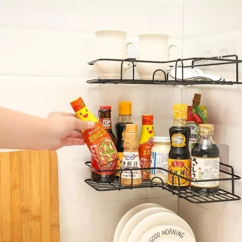 Prateleira Canto Banheiro 2 Peças Suporte Shampoo Organizador Rack Pendurar Temperos