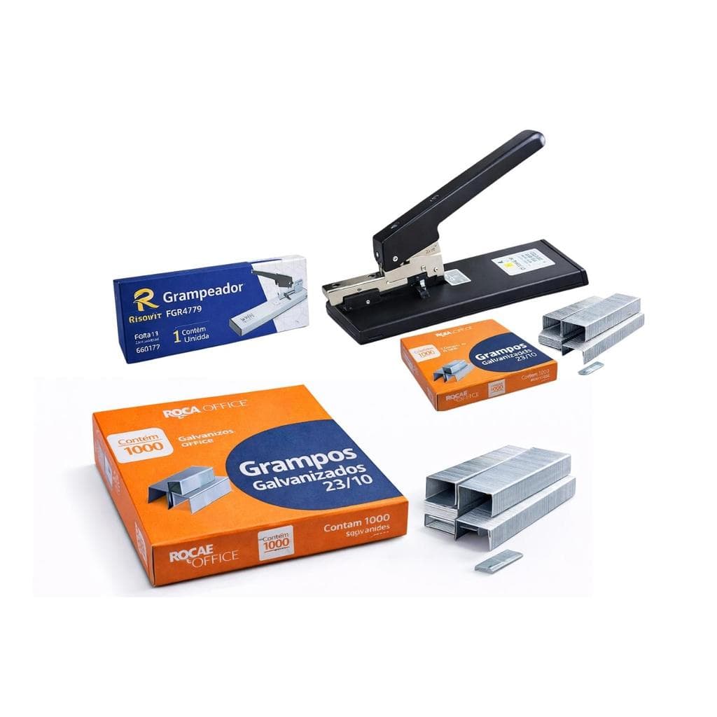 Kit Grampeador Profissional 100 Folhas + 1000 Grampos 23/10