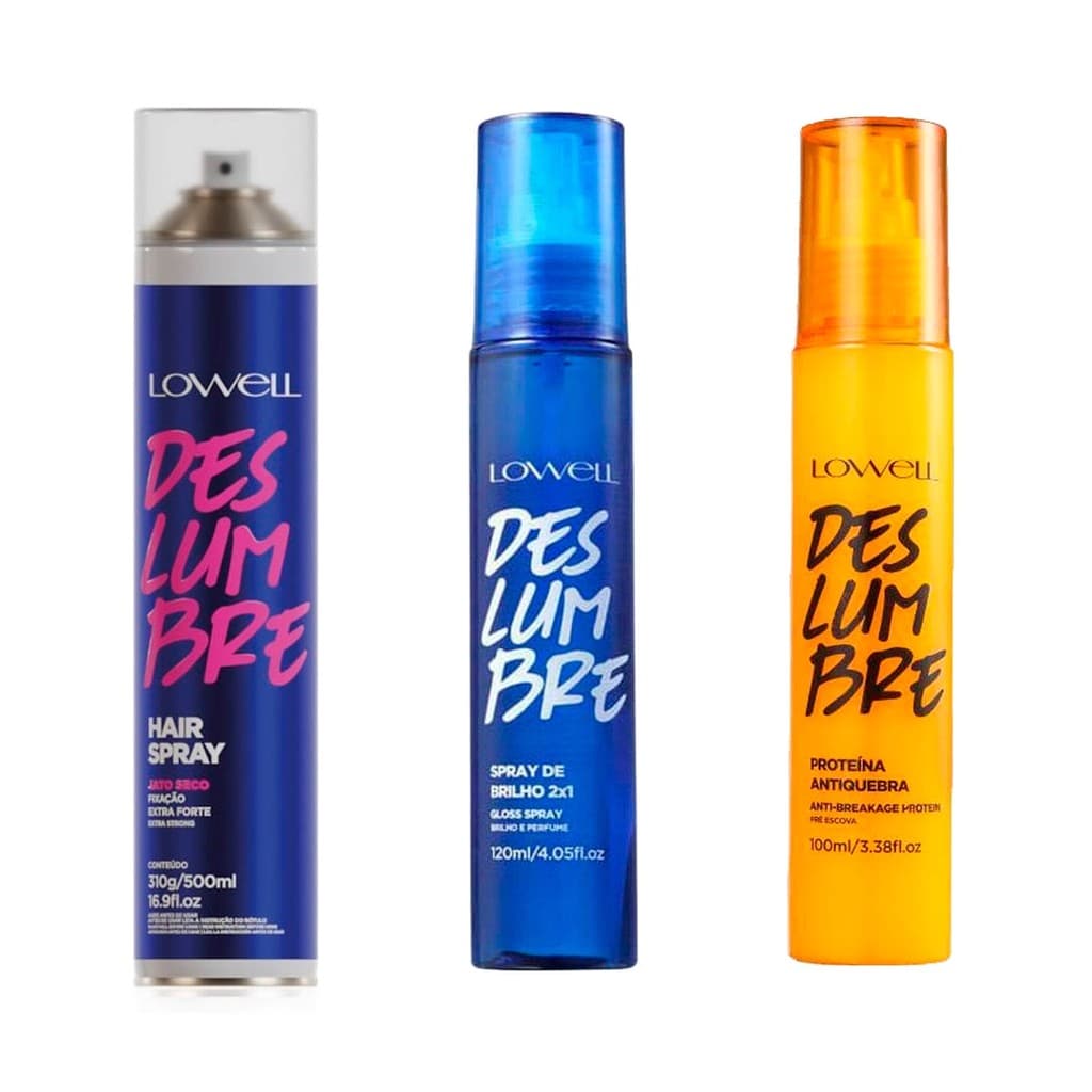 1077LW-Kit Deslumbre Lowell Profissional – Hair Spray + Proteína Antiquebra + Spray Brilho