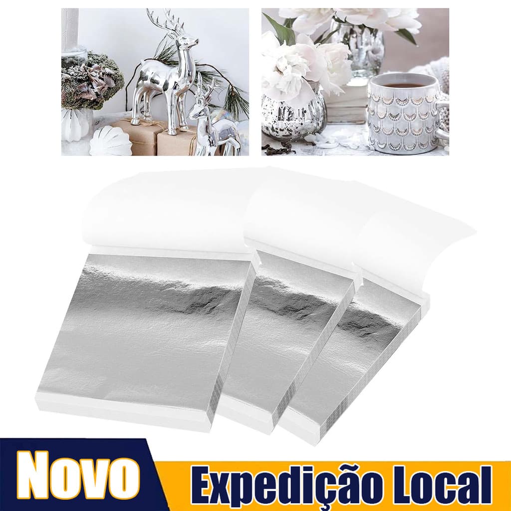 Folhas de papel de folha de prata - imitação de são adequadas para parede, mesa, decoração de arte, 8,5 x 8 cm