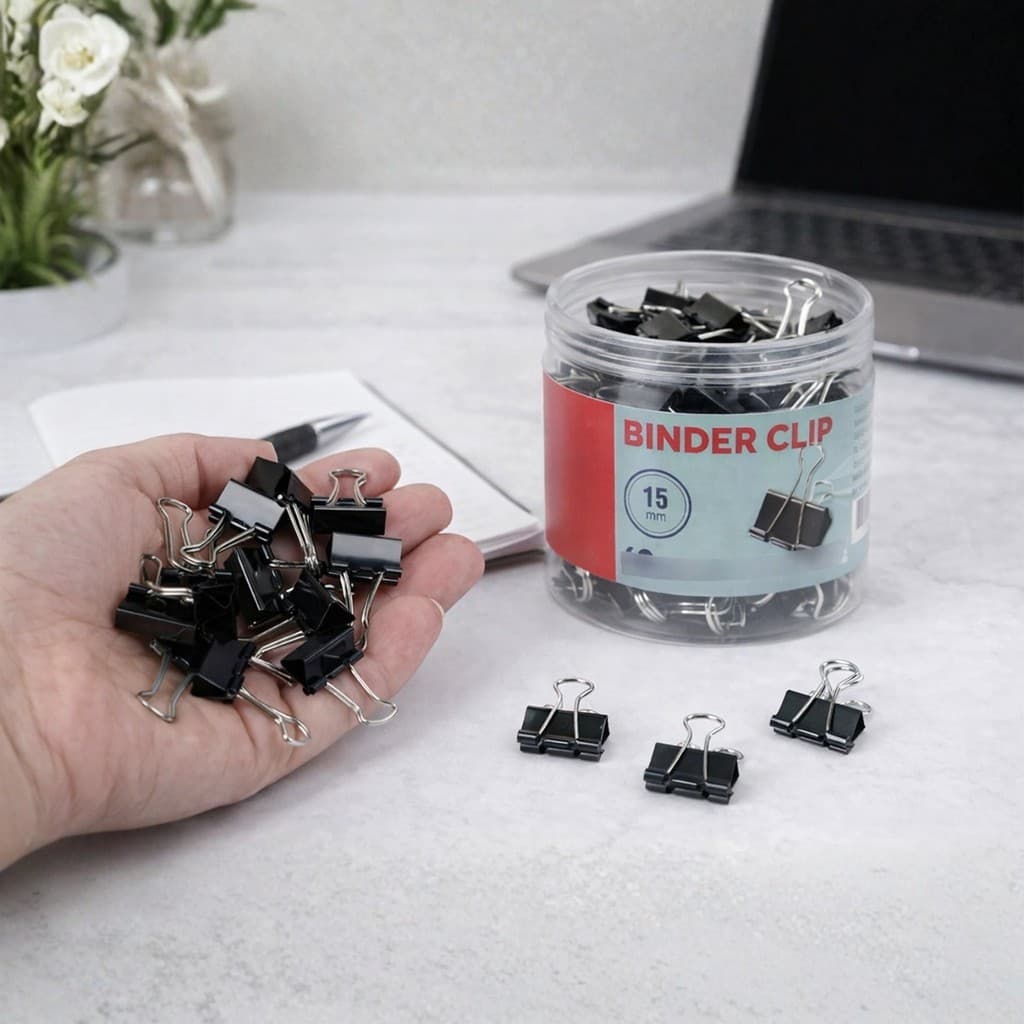 Prendedor De Papel Binder Clips Grampo 15mm C/ 60 Escritorio Documentos
