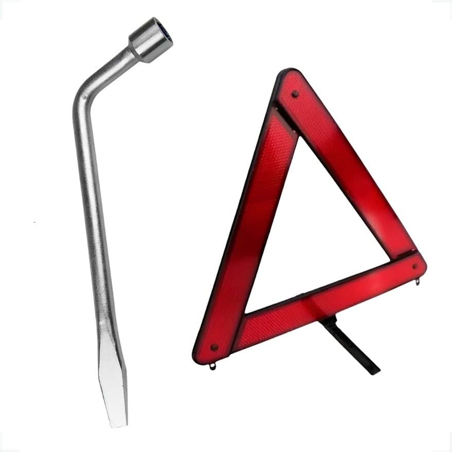 Kit Mecânico Chave de Roda em L 21MM + Triangulo de Sinalização Novo