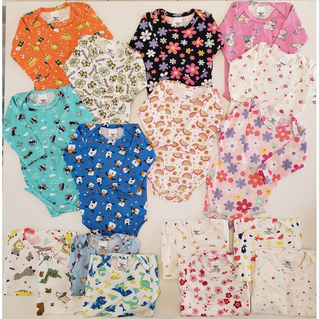 Body Bebê Manga Longa Menina Estampado Enxoval Feminina Luxo infantil Menina Recem nascido RN ao G