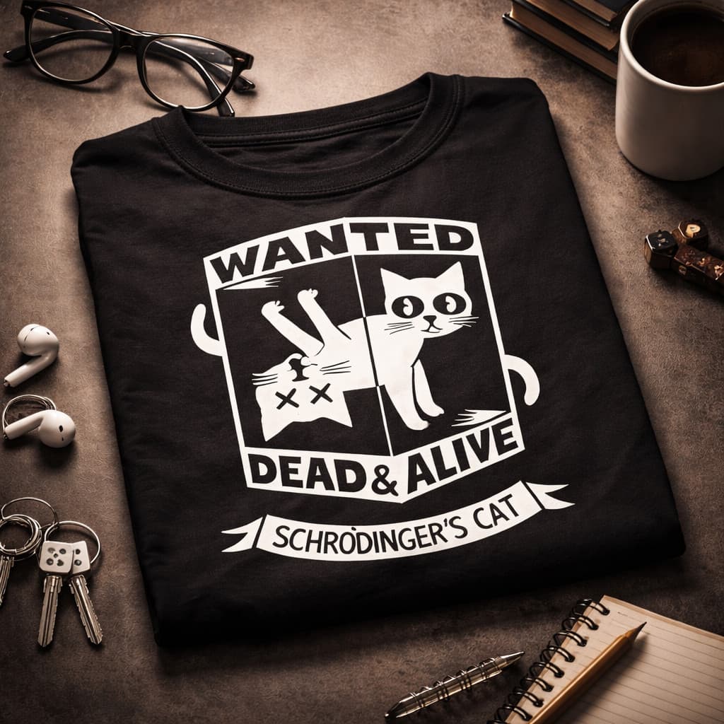 Camiseta Premium Gatinho Fofo Gato Schrodinger Ciencia Fisica Nerd