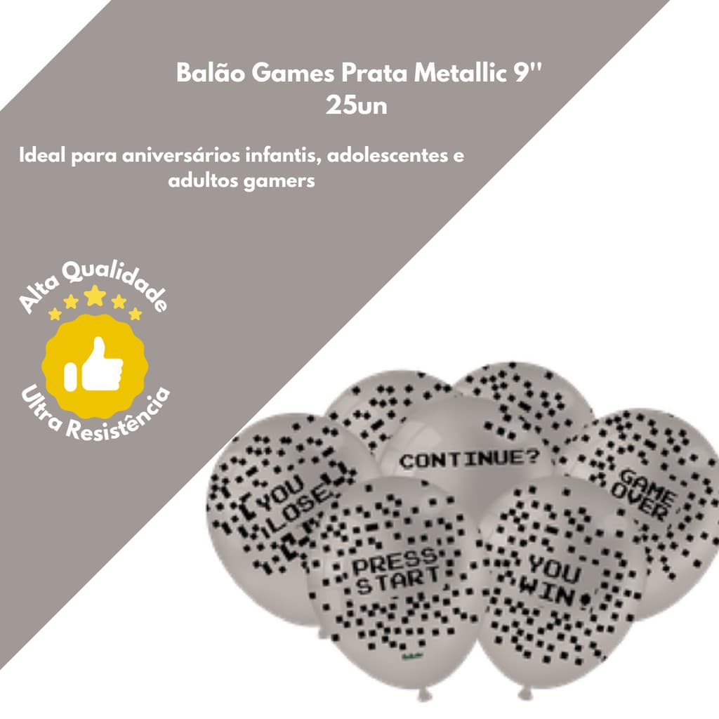 Balão Games Prata Metallic - FestColor