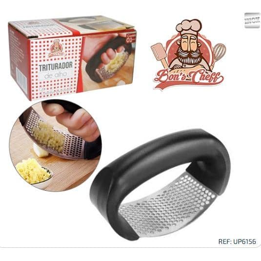 Amassador de alho inox manual cabo de plástico Bons cheff