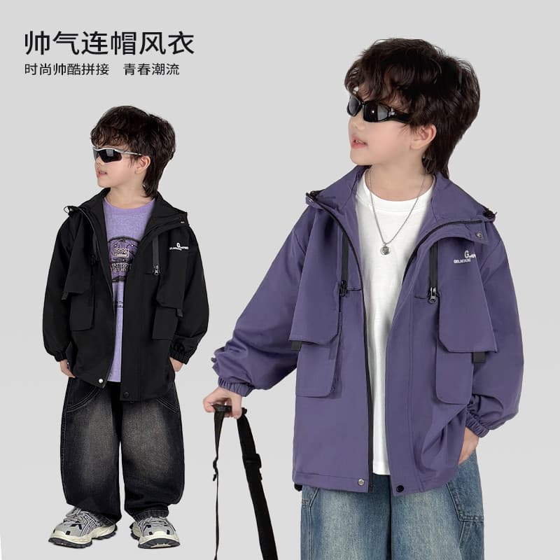 Trabalho médio menino meninos jaqueta com capuz primavera outono blusão legal bonito Casual crianças topo * 36225