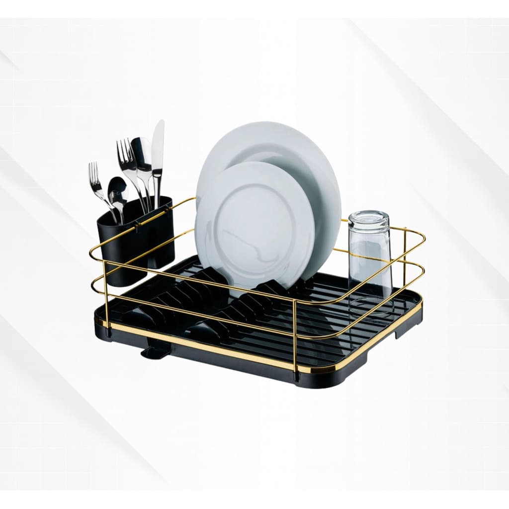 Escorredor de Louças Premium Preto Dourado Luxo