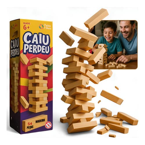 Jogo Caiu Perdeu  Divertido com 54 Peças Pais & Filhos