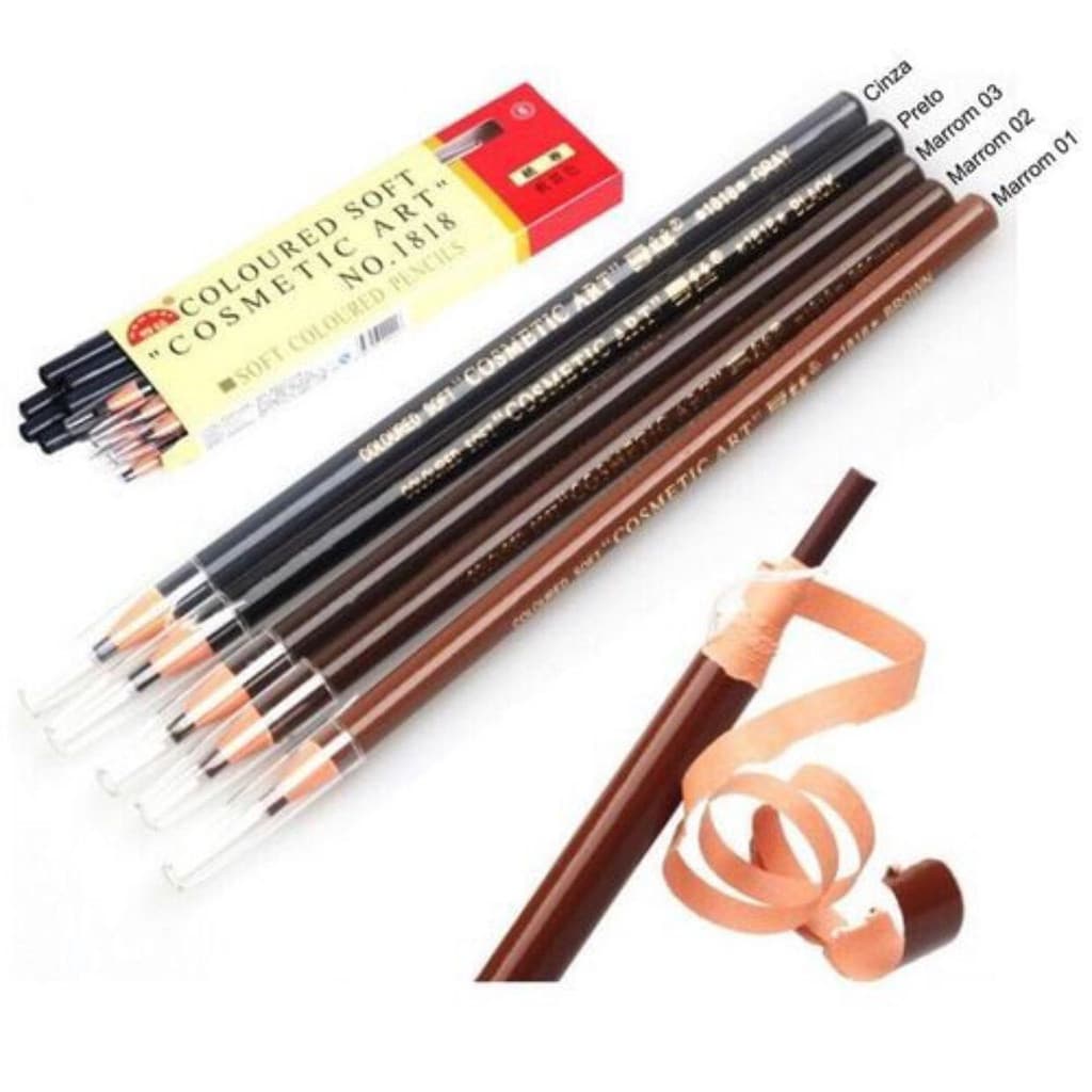 Caixa 12 Lápis Dermatografico Para Sobrancelhas Cosmetic Art Coloured Soft 1818
