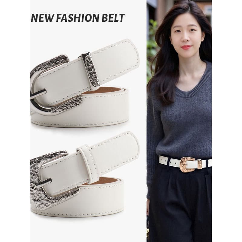 Europeu americano luz luxo minimalista ins estilo cinto branco feminino All-Match Jeans cinto decorativo sentir liga fiv