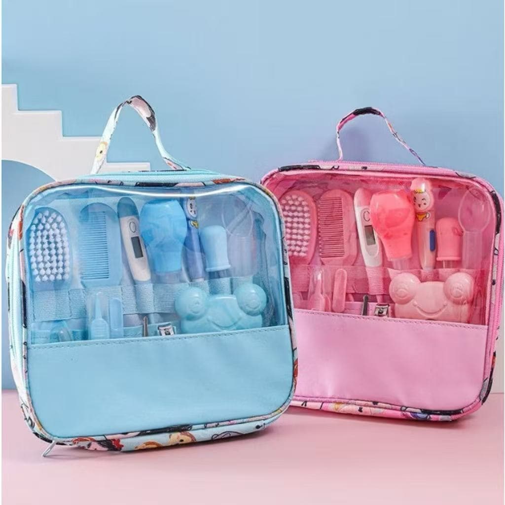 Bolsa Com Kit Para Cuidados De Higiene ESaúde Do Seu Bebê Com13 Peças Contém TermômetroEscova Cortador E Outros Produtos
