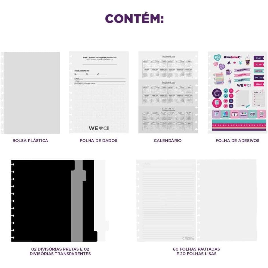 Caderno Inteligente  Latte Medio 80 Fls
