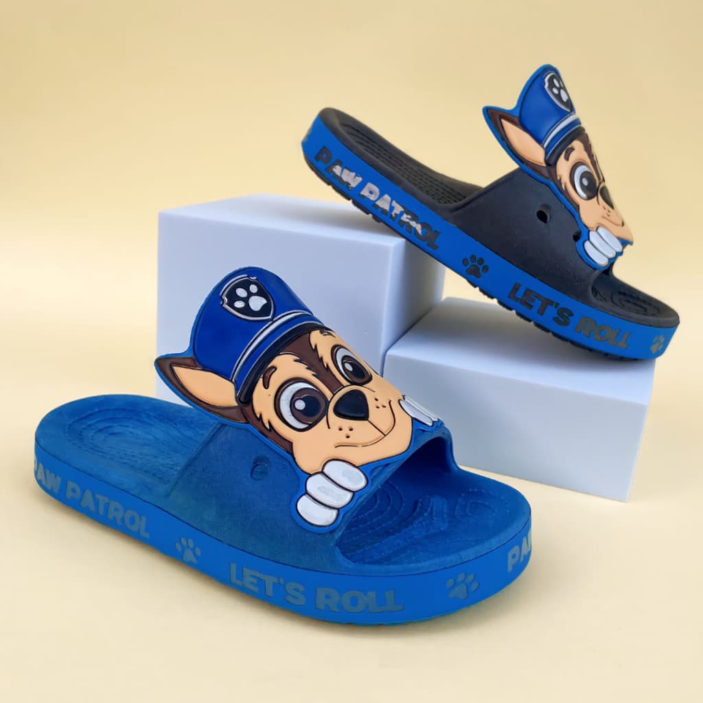 Chinelo Slide Nuvem Infantil Masculino Patrulha Chase Menino Macio Escola