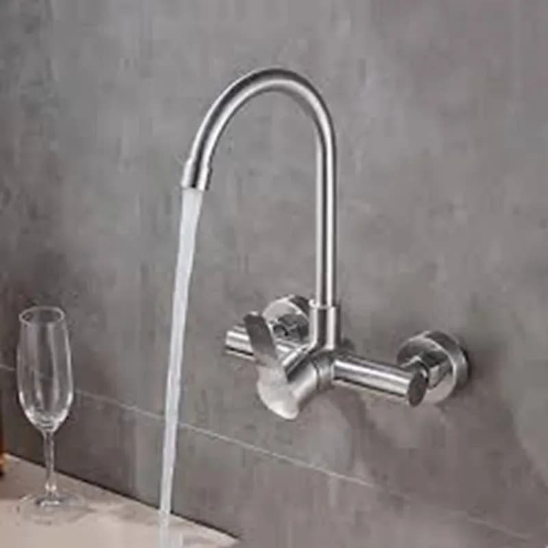 Torneira De Luxo Misturador Aço Giratória De Parede Cozinha e WC. Excelente