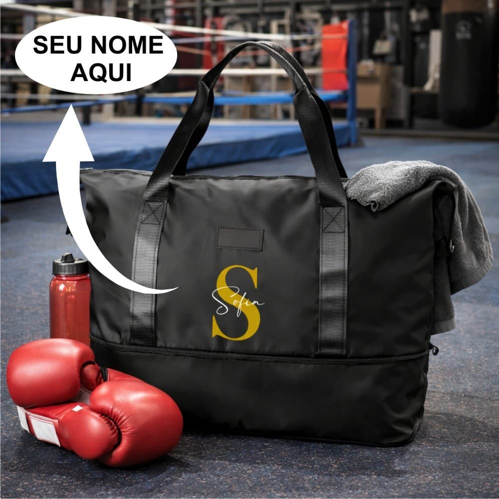 Bolsa Esportiva Impermeável Expansível 36L COM SEU NOME Bolsa de Academia, Viagem e Treino com Compartimento Organizador