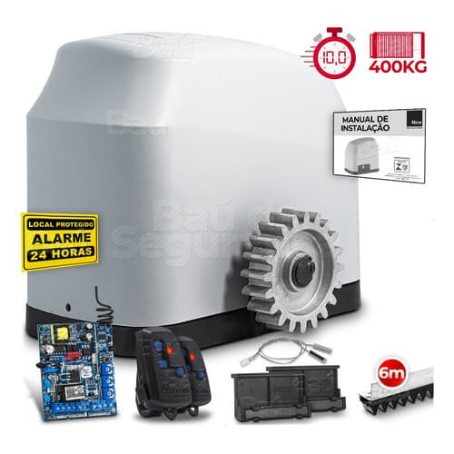 Kit Motor Portão Deslizante Gatter Fast 1/4 6m Peccinin Cor Branco Tamanho Da Engrenagem 20 Dentes