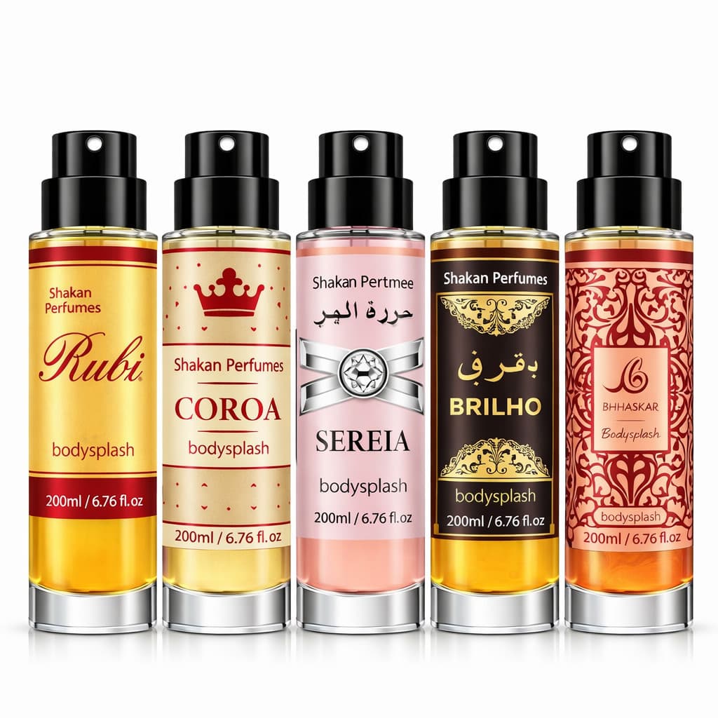 Kit 5 Bodysplash Arabe Feminino de Grife Alta Fixaçao Spray 200ml