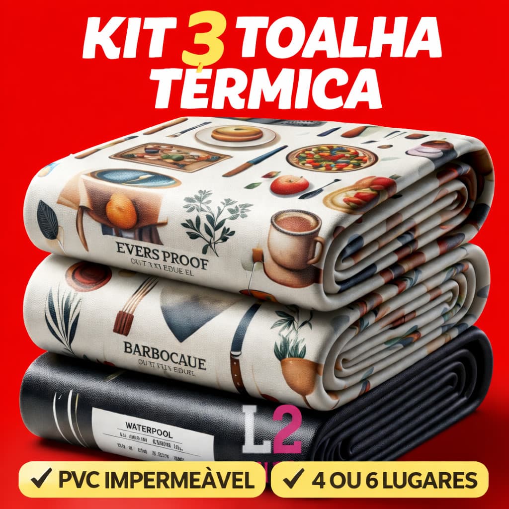 Kit  com 3 Toalhas termicas para Mesa Impermeável Estampada 4 e 6 Lugares