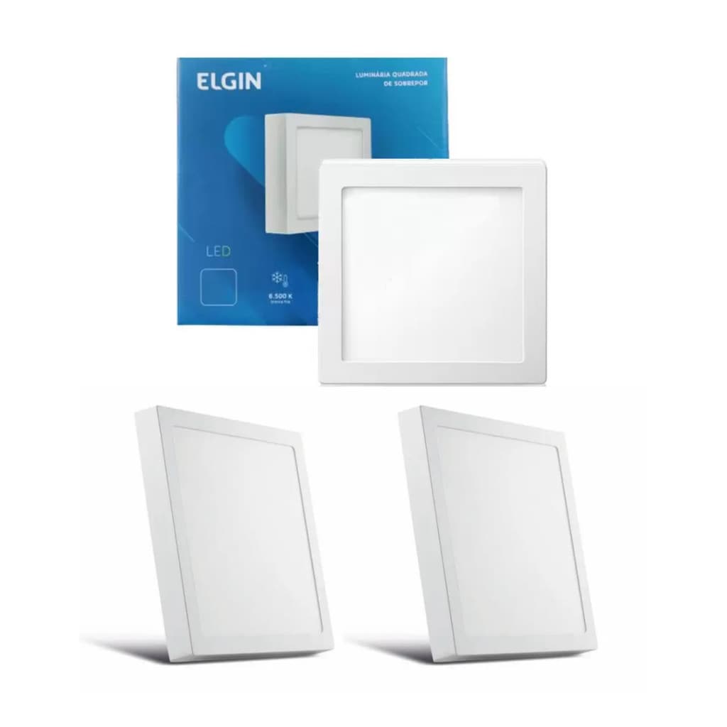 Kit 2 Plafon Painel Led Sobrepor Quadrado 18w 6500K Elgin