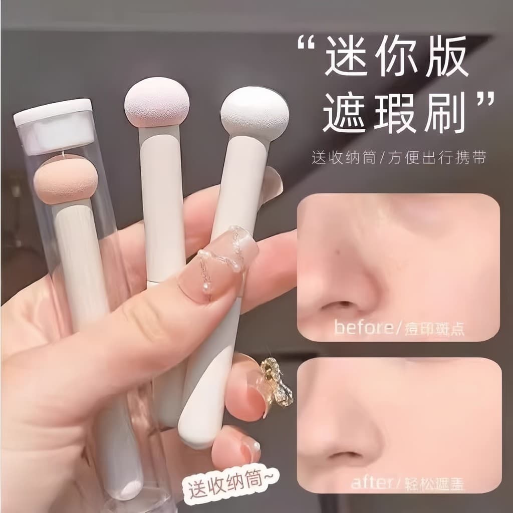 Cabeça de cogumelo esponja corretivo escova capa círculos escuros cobrir marcas de Acne esponja escova portátil pequeno